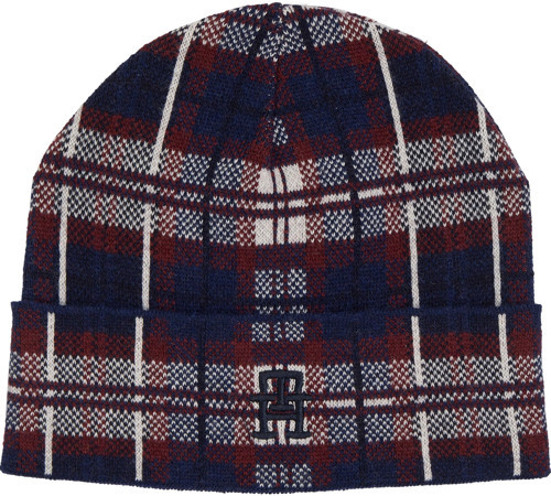TH MONOGRAM TARTAN BEANIE