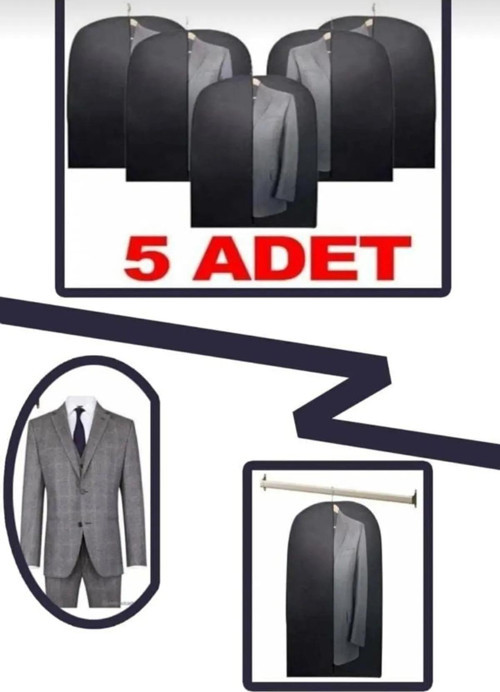 5 Adet - Siyah Takım Elbise Kılıfı-gamboç