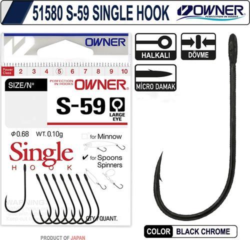 51580 S-59 Black Chrome Tekli Olta İğnesi 4 no 7 Adet