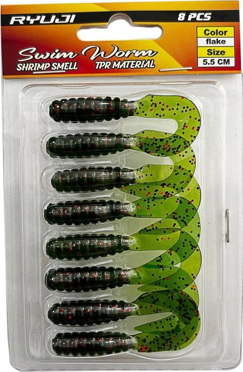 Swim Worm 5.5cm 8 Adet LRF Silikon Yem Flake