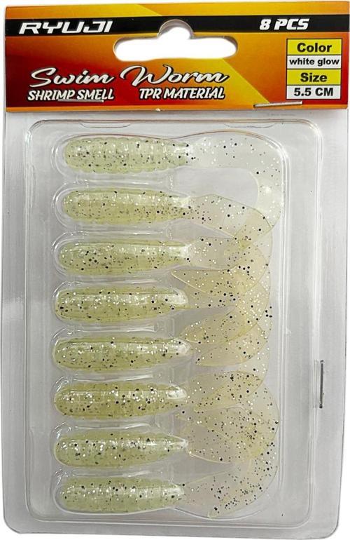 Swim Worm 5.5cm 8 Adet LRF Silikon Yem White Glow