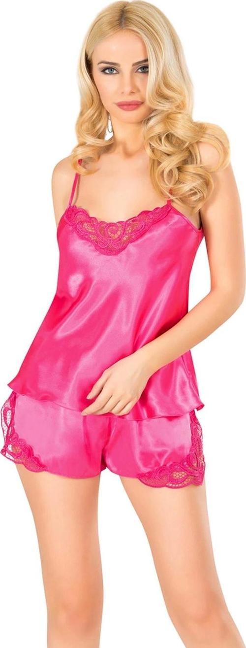 Fuşya Saten Babydoll Şortlu Takım - 279