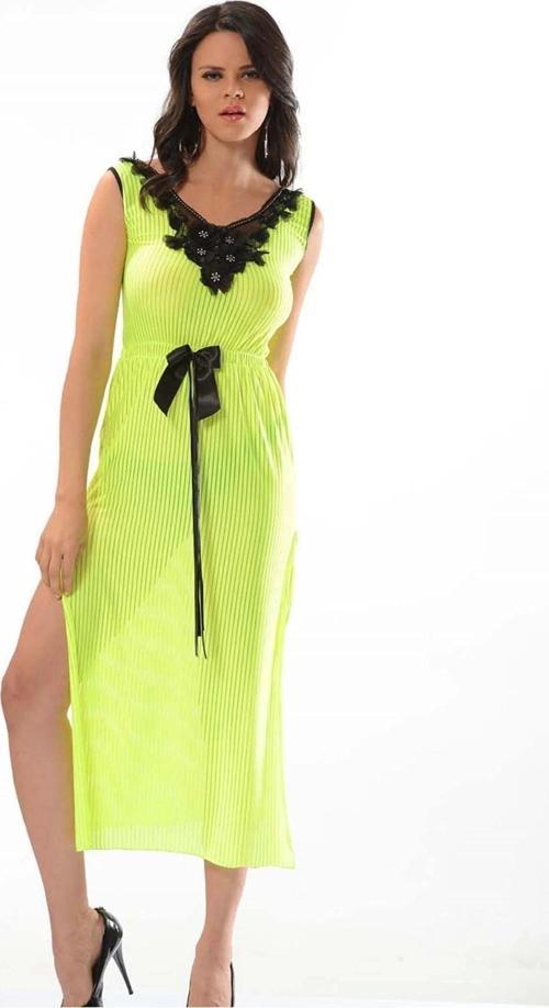 Limon Sarısı Dantel Gecelik - 213