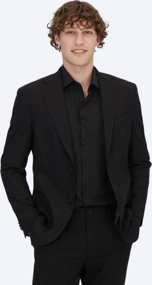 Siyah Desenli Modern Fit Ceket