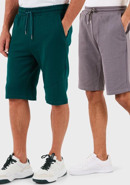 Pamuklu Regular Fit Normal Bel Cepli 2'li Paket Erkek Şort 590804142S2 Antrasit-Hunter