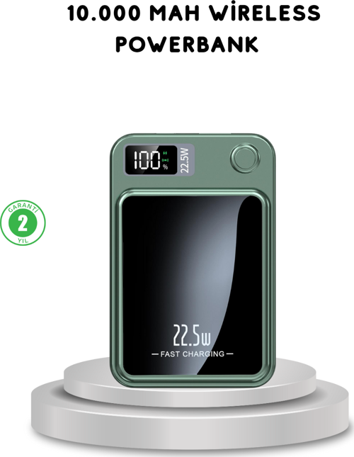 MagSafe Powerbank Kablosuz Şarjlı ve 22.5W Hızlı Şarj Destekli