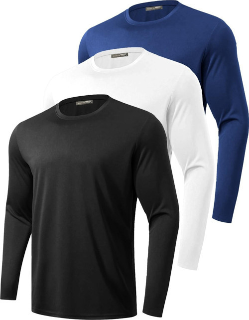 3'lü Paket Erkek %100 Pamuklu Likralı Spor Koşu Günlük Antrenman Uzun Kollu Penye T-shirt