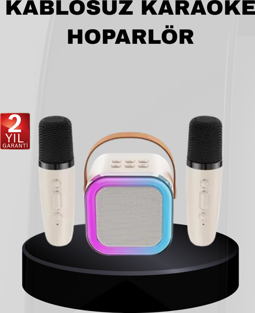 Taşınabilir Karaoke Hoparlör Bluetooth 5.0 ve Çift Mikrofonlu