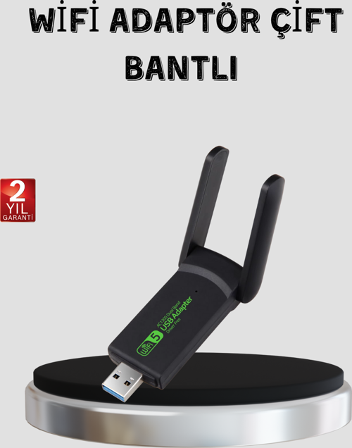 1200 Mbps Dual Band WiFi Adaptör – 5.8G & 2.4G Çift Antenli