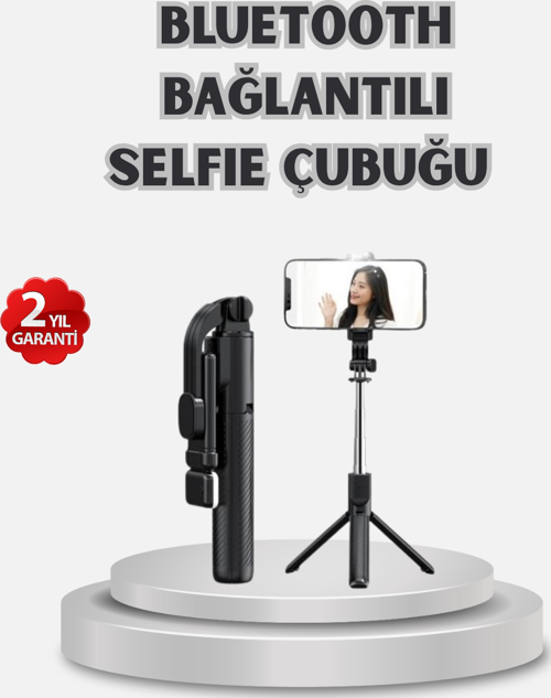 Kablosuz Bluetooth Selfie Çubuğu – 360° Dönebilir Başlık, Taşınabilir ve Şık Tasarım