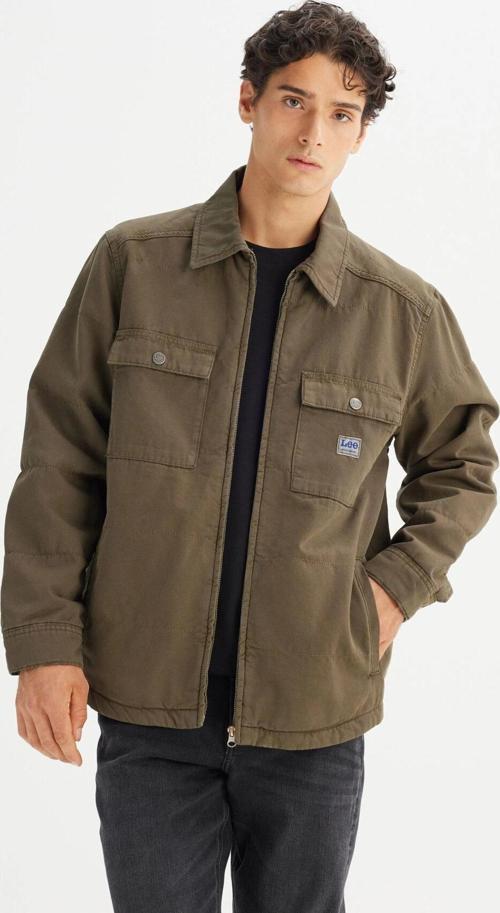 Pamuklu Regular Fit Klasik Yaka Fermuarlı Erkek Ceket LD542302900 90M KOYU YEŞİL