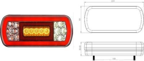 12V Neon Led Dikdörtgen Stop Lambası 4 Fonksiyonlu ( Park, Stop, Geri, Sinyal )
