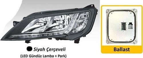 Far Motorlu Sol Fıat Ducato Maxı /Peugeot Boxer / Cıtroen Jumper ( 2014› ) Led (Ballast Dahil) Siyah Çerçeveli