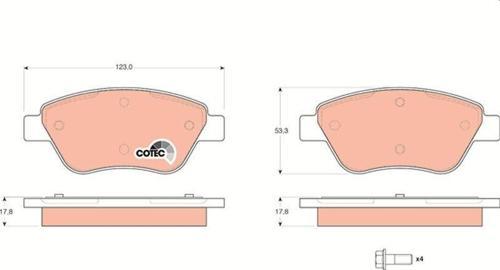 Ön Fren Balatası Fıat Bravo Iı Fıorıno Panda Stılo 05> Cıtroen Nemo 10> Peugeot Bıpper 10>Fişsiz