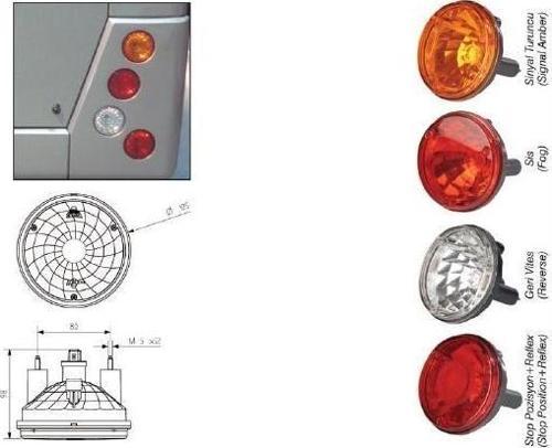 Stop Tekli Ask Daıresel Geri Vites 24V Temsa Prestij Otokar Doruk Güleryüz (50Ad)