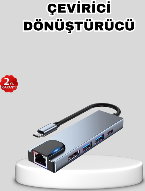 Type-C Çoklu Dönüştürücü – Alüminyum Gövde, Hızlı Veri Aktarımı ve Şarj Desteği