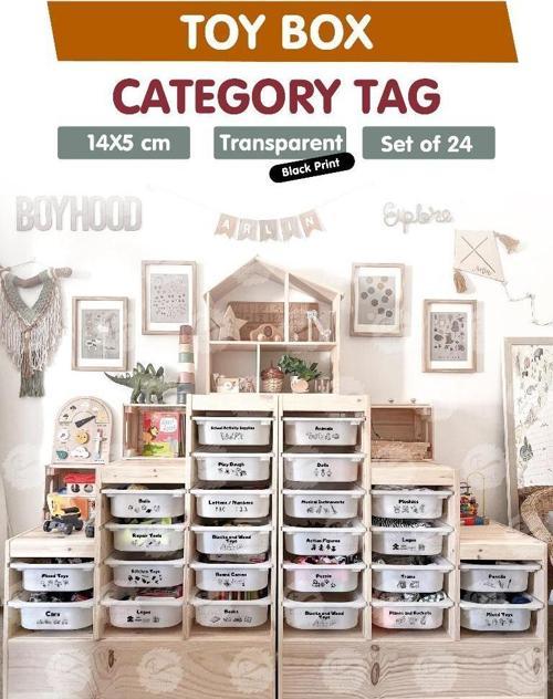 Oyuncak Dolabı Kutusu Kategori Etiketi İngilizce, Organizer Etiketi  Şeffaf Düzenleme Organizer Siyah-T944