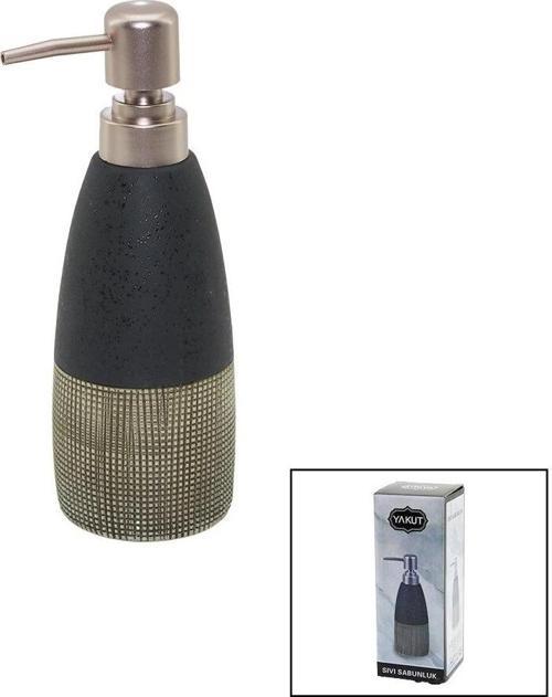 Antrasit Gri - Krem Mat Desen Seramik Sıvı Sabunluk