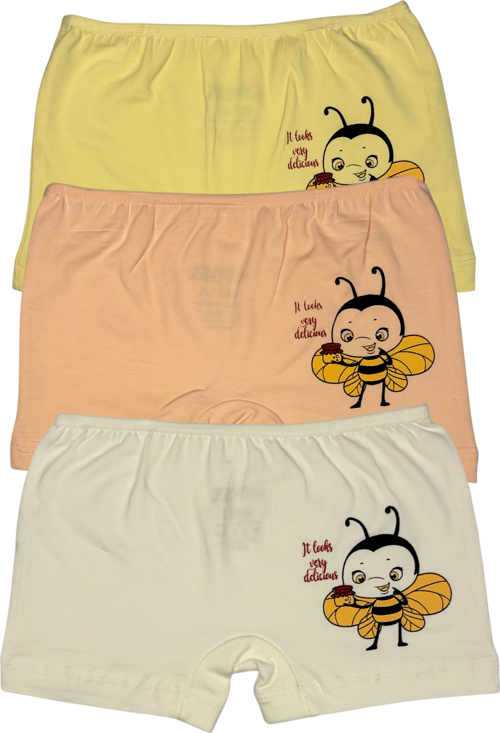 Kız Çocuk 3 lü Paket Pamuklu Likralı Baskılı Şort 443