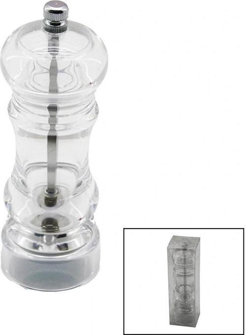 Büyük   Şeffaf Mika Kristal Plastik  Baharat Öğütücü