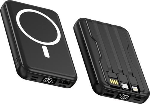 Snp-3005 10.000 Mah Kablosuz Hızlı Şarj Magsafe Powerbank Led Ekranlı Çoklu Girişli