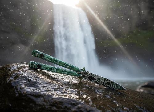 Yeşil Ağ Baskı İşlemeli Tanto Kamp Çakısı