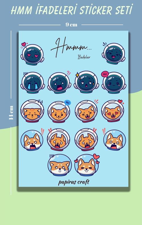 Hmm İfadeleri Mavi Sticker , Çıkartma , Etiket Seti