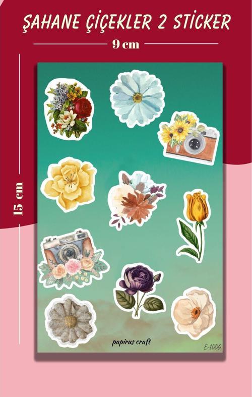 Şahane Çiçekler Sticker Seti 2 , Çıkartma , Etiket Seti