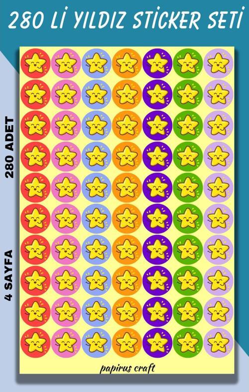 280 Li Yıldız Sticker Çıkartma , Okul , Tebrik , Kutlama Stickerı , Motivasyon Setleri
