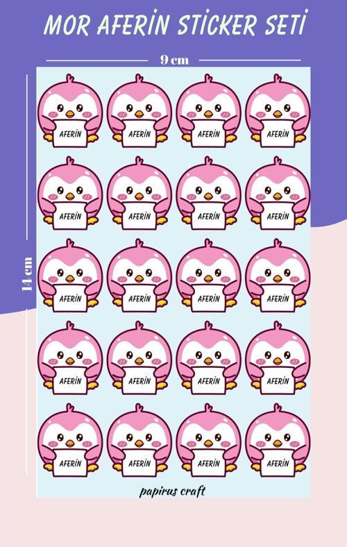 Öğretmen Sticker Seti Öğrenci Ödül 20 Li Aferin , Aferin Tebrik Ödev Çıkartması