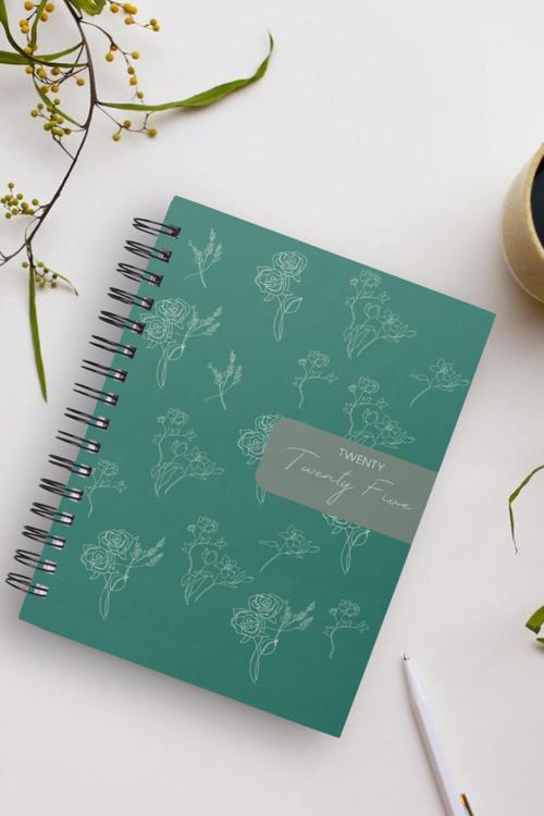 A5 Spiralli Süresiz Planlayıcı Ajanda-12 Aylık-Çiçekli