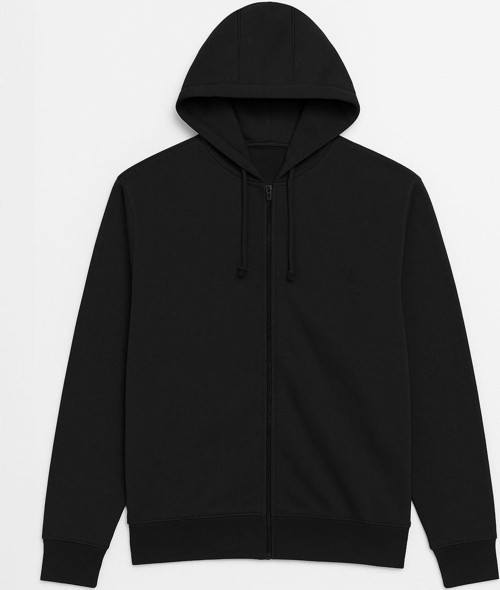 Erkek Fermuarlı Kapüşonlu İçi Polarlı Siyah Sweatshirt