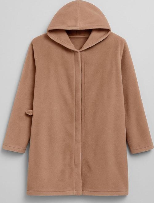 Kadın Kapüşonlu Yumuşak Kadife Dokulu Bej Sabahlık