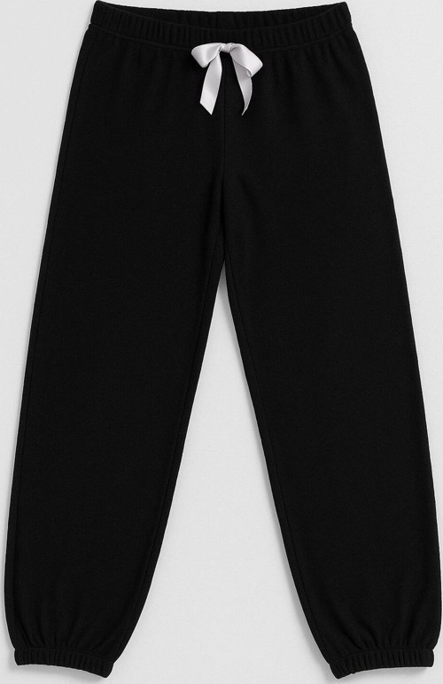 Kadın Paçası Lastikli Siyah Polar Pijama Altı