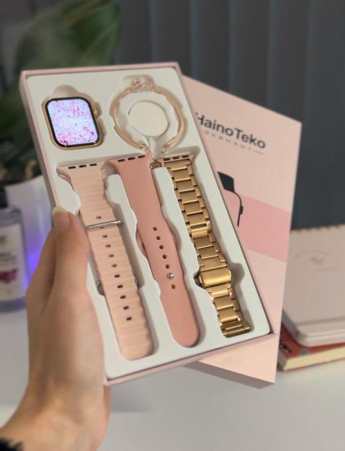 Haino Tekno G9 Rose Gold Akıllı Saat (3 Kordon Ve 1 Bileklik)