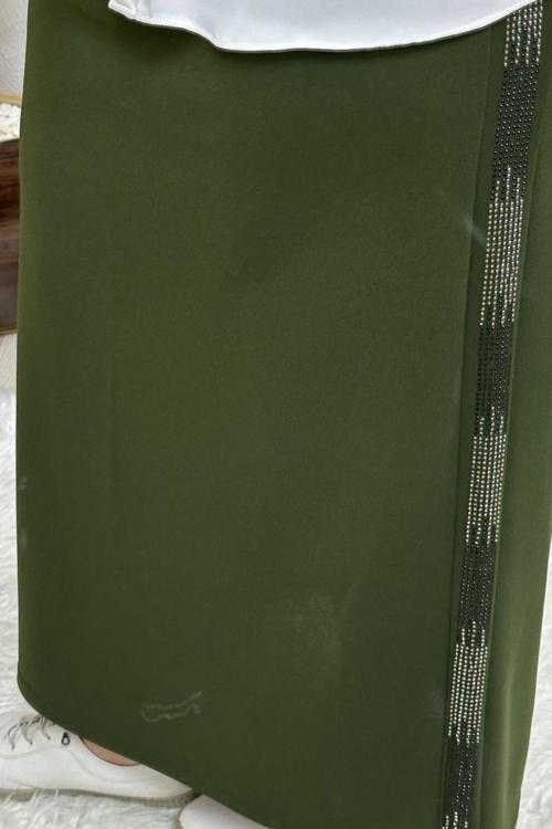 Kadın Tesettür Giyim Büyük Beden Yan Taşlı Kalem Etek