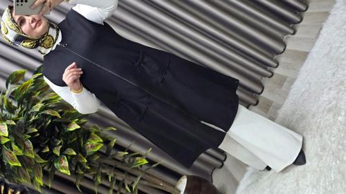 Kadın Büyük Beden Rahat Kalıp Ottoman Kumaş Dört Mevsim Çelik Örme Yelek