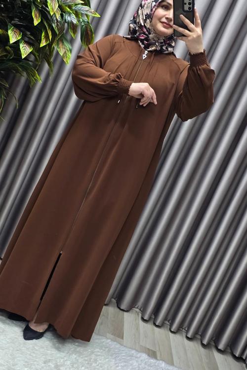 Kadın Tesettür Giyim  Büyük Beden Nur Robalı Krep Ferace 