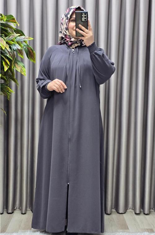 Kadın Tesettür Giyim  Büyük Beden Nur Robalı Krep Ferace 