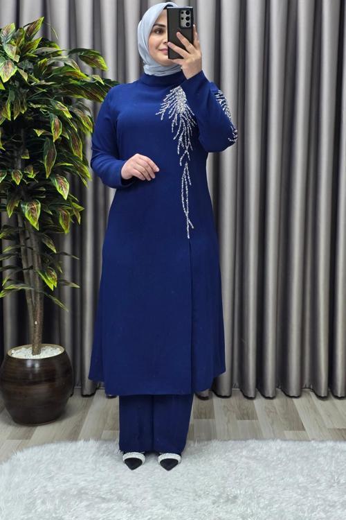 Kadın Tesettür Giyim Büyük Beden Gaye Abiye İkili Takım 