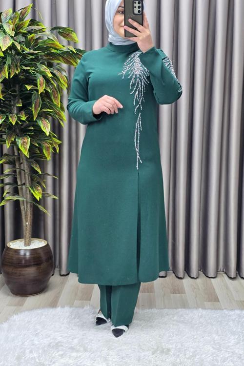 Kadın Tesettür Giyim Büyük Beden Gaye Abiye İkili Takım