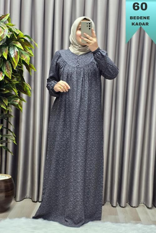 Kadın Tesettür Giyim Büyük Beden Çıtır Desen Tam Robalı Elbise