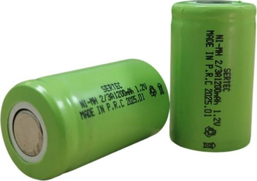 1.2V 1200 Mah - 2/3A - Ni-MH Şarjlı Pil - Başsız / Flat Head