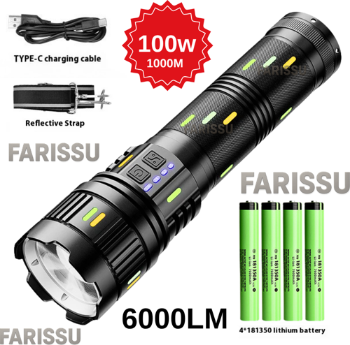 GOLD ORION OR-G400Y: 100W Ultra Güçlü, Zoomlu ve Çok Fonksiyonlu Şarjlı El Feneri