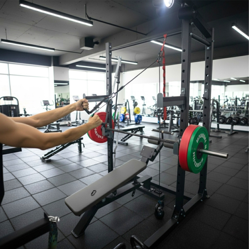 Ağırlık İstasyonuna Uyumlu Halatlı Makara Sistemi – Direnç ve Çekiş Antrenmanı(8 Kademeli Esneme Kayışı,Karabinalı)