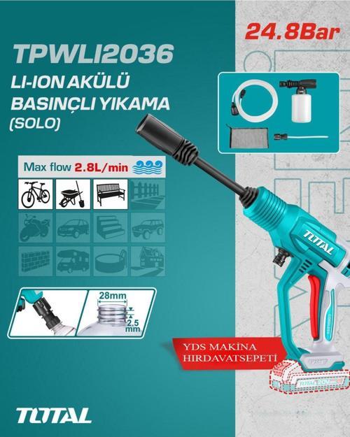 LI-ION AKÜLÜ BASINÇLI YIKAMA SOLO AKÜSÜZ TPWLI2036