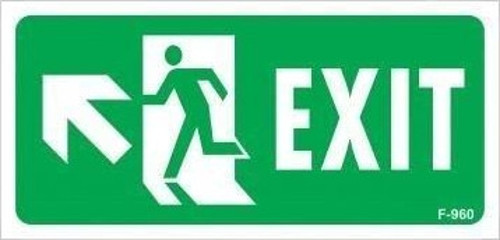 Exit Sol Yukarıı Uyarı Levhası 17,5x25 KOD:960