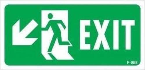 Exit Sol Aşağı Uyarı Levhası 17,5x25 KOD:958