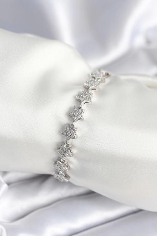 BFS Pirinç Gümüş Renk Yıldız Model Kadın Bileklik