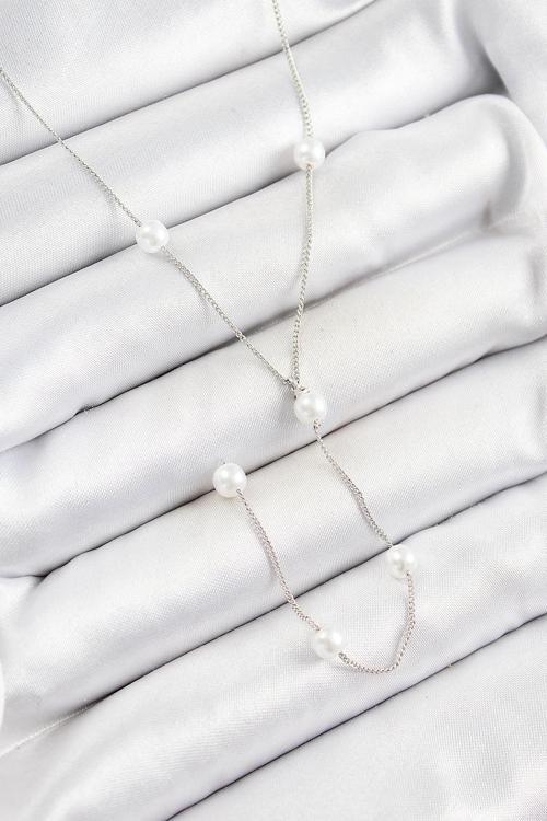 BFS 316L Çelik İnci Figürlü Y Model Gümüş Renk Kadın Kolye